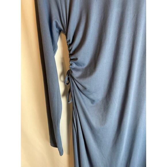 Vero Moda Phine Long Sleeve Rib Jersey Dress Coronet Blue Comfort Casual Travel - Picture 3 of 10